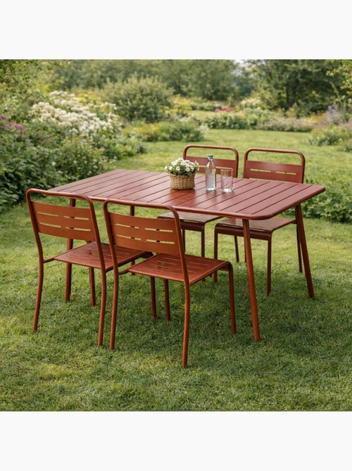 BERGAME Ensemble table de jardin 120 cm et 4 chaises terracotta - Kiabi