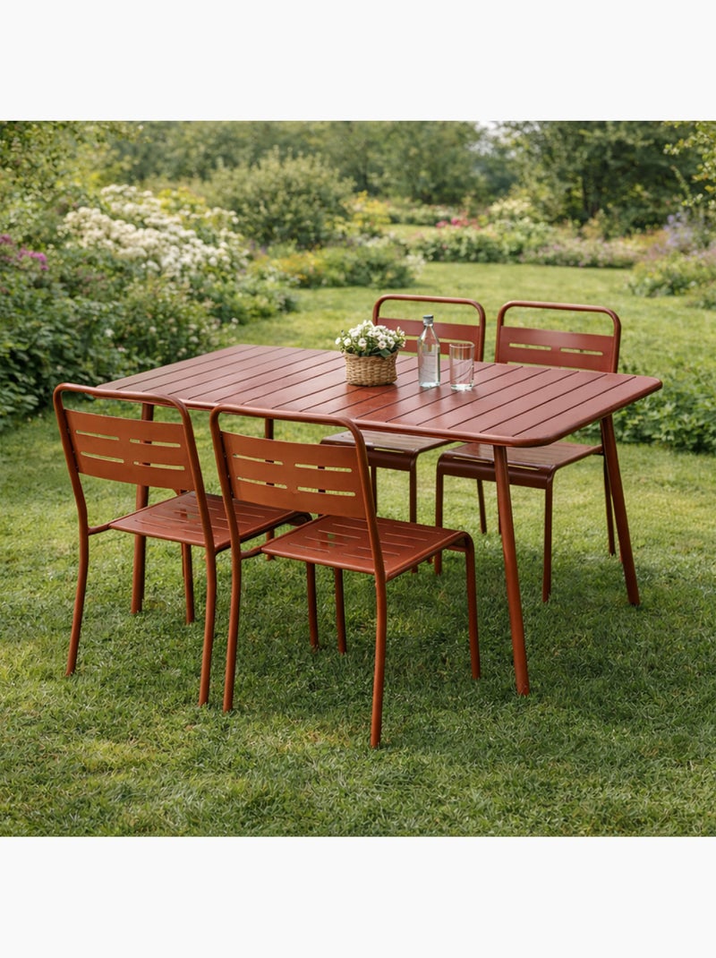 BERGAME Ensemble table de jardin 120 cm et 4 chaises terracotta Terracotta - Kiabi