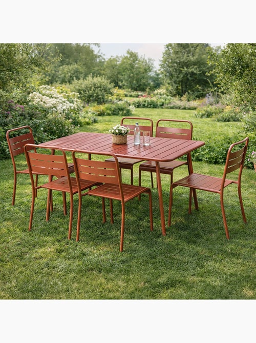 BERGAME Ensemble table de jardin 120 cm et 4 chaises terracotta - Kiabi