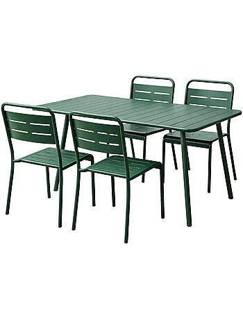 BERGAME Ensemble table de jardin 120 cm et 4 chaises terracotta