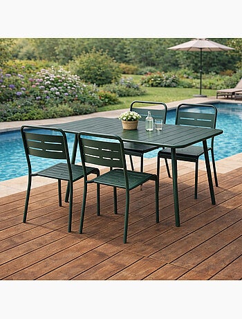 BERGAME Ensemble table de jardin 120 cm et 4 chaises terracotta