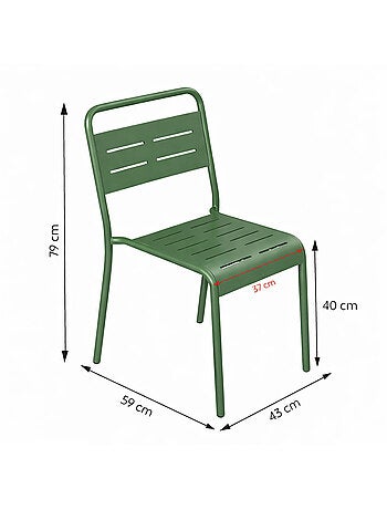 BERGAME Ensemble table de jardin 120 cm et 4 chaises terracotta