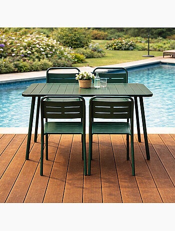 BERGAME Ensemble table de jardin 120 cm et 4 chaises terracotta
