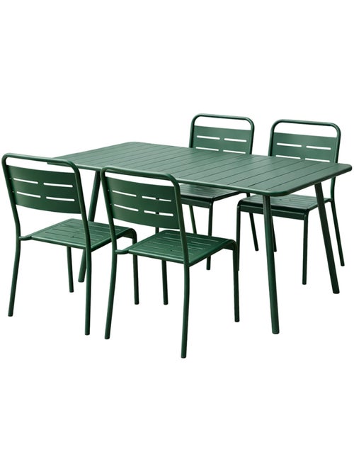 BERGAME Ensemble table de jardin 120 cm et 4 chaises vert - Kiabi
