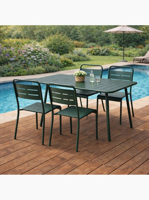 BERGAME Ensemble table de jardin 120 cm et 4 chaises vert - Kiabi
