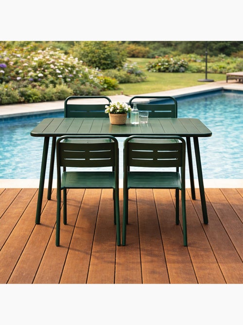 BERGAME Ensemble table de jardin 120 cm et 4 chaises vert - Kiabi