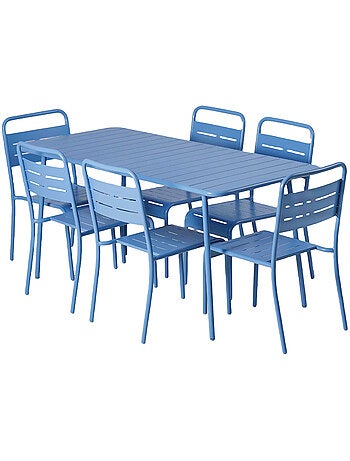 BERGAME Ensemble table de jardin 160 cm et 6 chaises terracotta