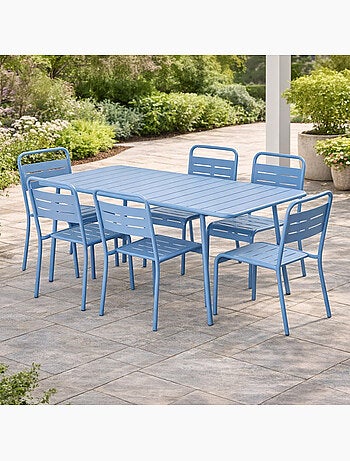 BERGAME Ensemble table de jardin 160 cm et 6 chaises terracotta
