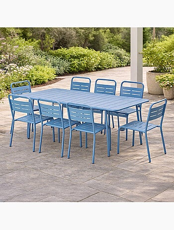 BERGAME Ensemble table de jardin 160 cm et 6 chaises terracotta