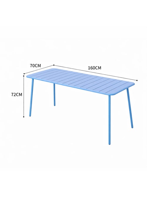 BERGAME Ensemble table de jardin 160 cm et 6 chaises bleu - Kiabi