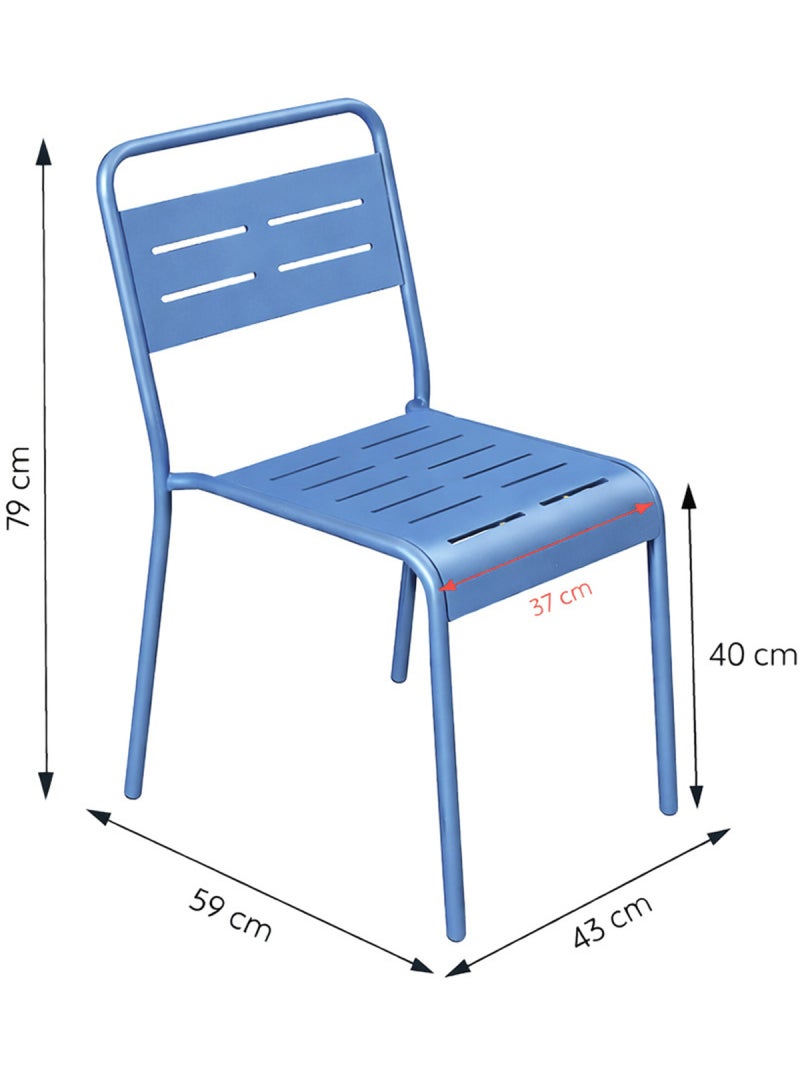 BERGAME Ensemble table de jardin 160 cm et 6 chaises bleu Bleu - Kiabi