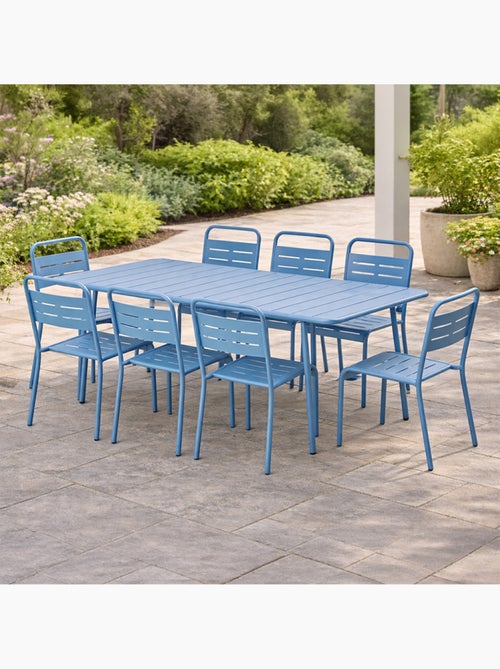 BERGAME Ensemble table de jardin 160 cm et 6 chaises bleu - Kiabi