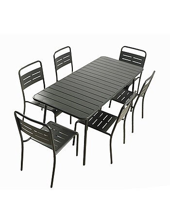Bergame ensemble table de jardin 160 cm et 6 chaises
