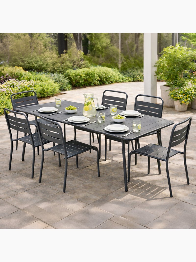 BERGAME Ensemble table de jardin 160 cm et 6 chaises Gris - Kiabi