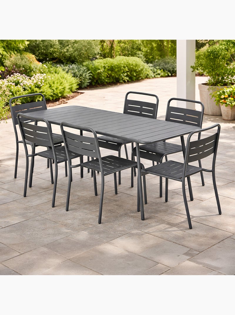 BERGAME Ensemble table de jardin 160 cm et 6 chaises Gris - Kiabi
