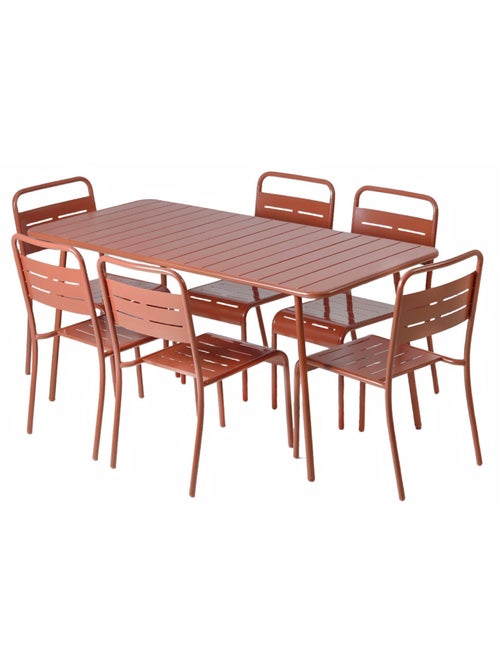 BERGAME Ensemble table de jardin 160 cm et 6 chaises terracotta - Kiabi
