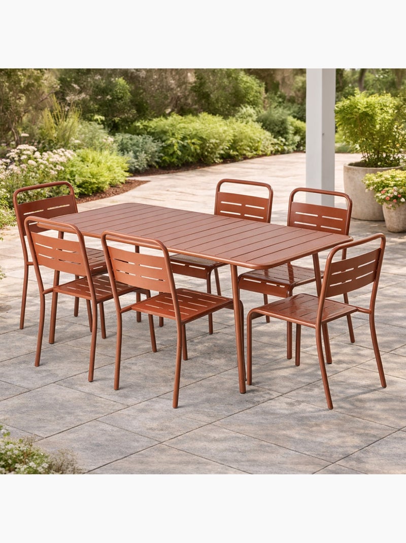 BERGAME Ensemble table de jardin 160 cm et 6 chaises terracotta Terracotta - Kiabi