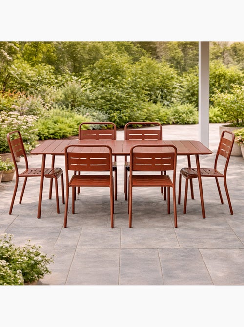 BERGAME Ensemble table de jardin 160 cm et 6 chaises terracotta - Kiabi