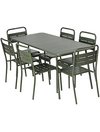 BERGAME Ensemble table de jardin 160 cm et 6 chaises terracotta