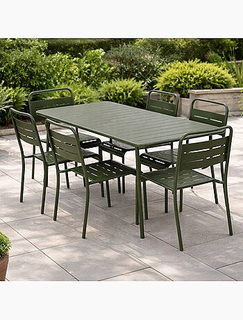 BERGAME Ensemble table de jardin 160 cm et 6 chaises terracotta