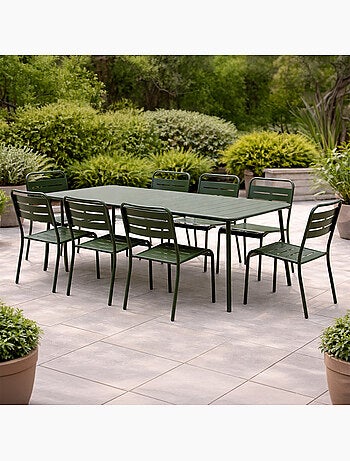 BERGAME Ensemble table de jardin 160 cm et 6 chaises terracotta