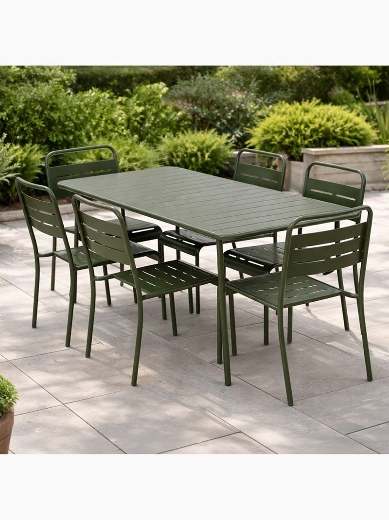 BERGAME Ensemble table de jardin 160 cm et 6 chaises vert Vert - Kiabi