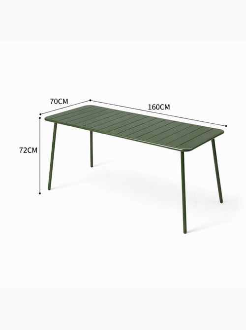 BERGAME Ensemble table de jardin 160 cm et 6 chaises vert - Kiabi