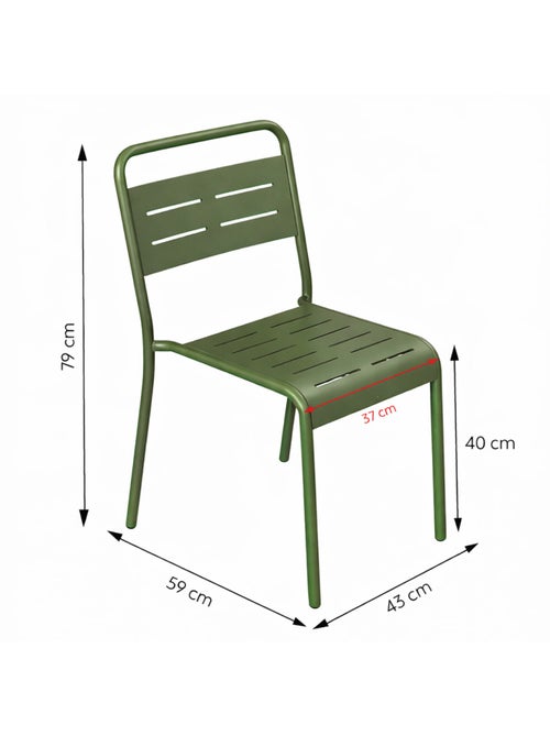 BERGAME Ensemble table de jardin 160 cm et 6 chaises vert - Kiabi