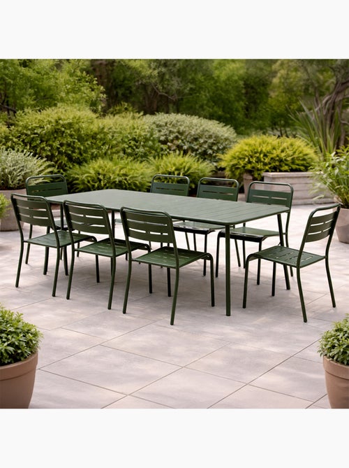 BERGAME Ensemble table de jardin 160 cm et 6 chaises vert - Kiabi