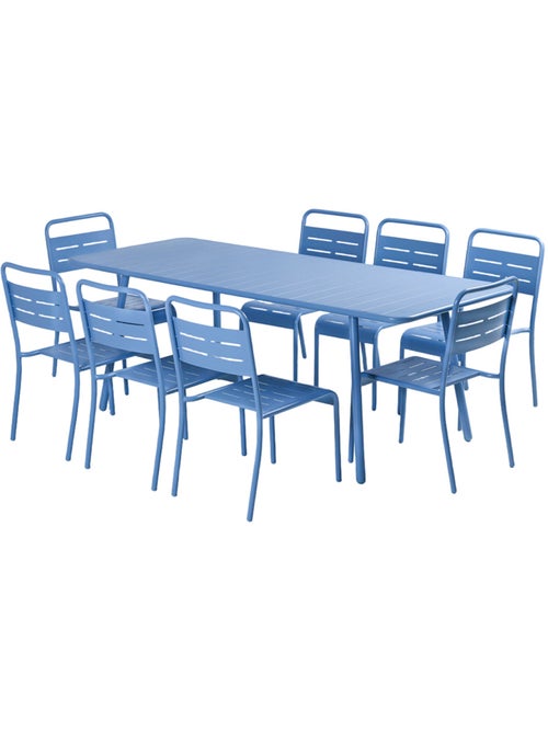BERGAME Ensemble table de jardin 200 cm et 8 chaises bleu - Kiabi