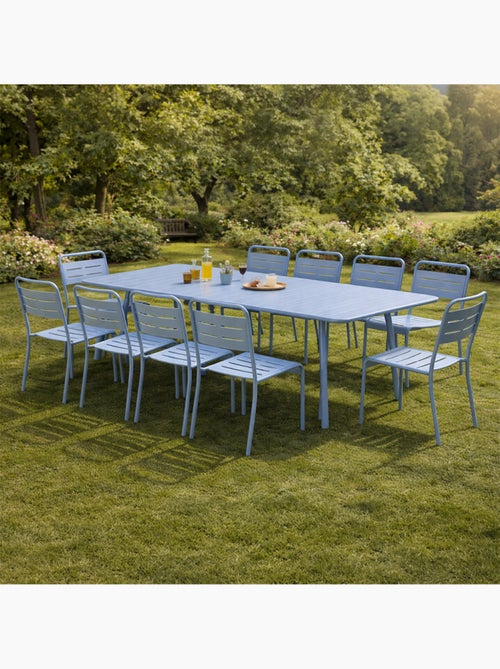 BERGAME Ensemble table de jardin 200 cm et 8 chaises bleu - Kiabi