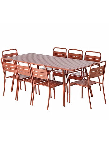 BERGAME Ensemble table de jardin 200 cm et 8 chaises bleu