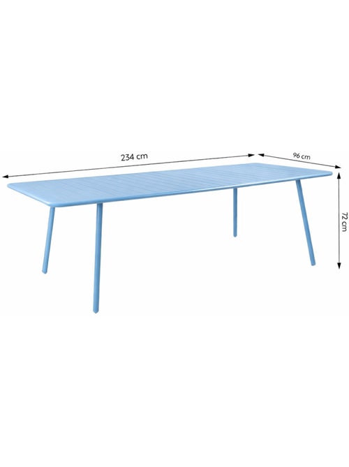 BERGAME Ensemble table de jardin 234 cm et 10 chaises bleu - Kiabi