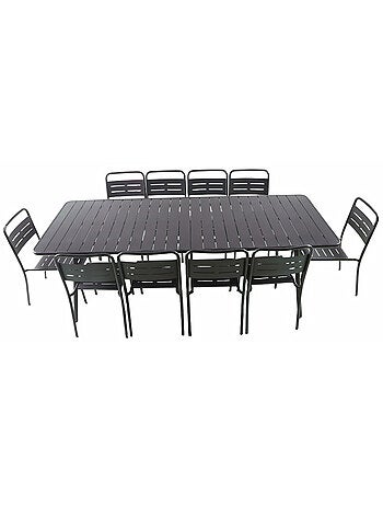 Bergame ensemble table de jardin 234 cm et 10 chaises