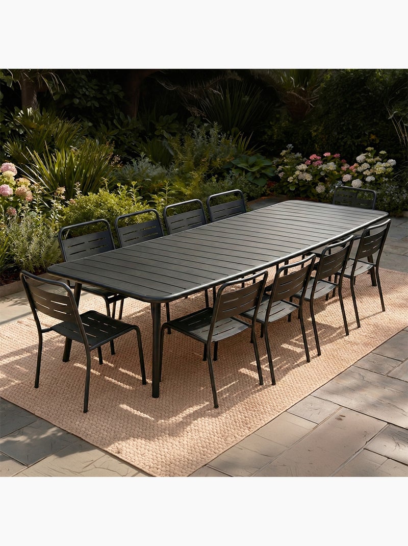 BERGAME Ensemble table de jardin 234 cm et 10 chaises Gris - Kiabi