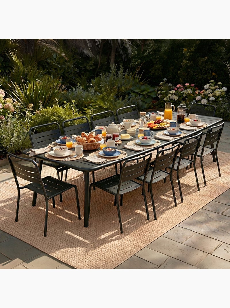 BERGAME Ensemble table de jardin 234 cm et 10 chaises Gris - Kiabi