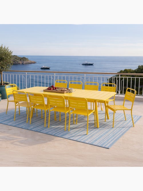 BERGAME Ensemble table de jardin 234 cm et 10 chaises jaune - Kiabi
