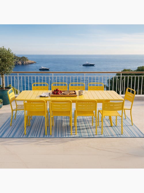 BERGAME Ensemble table de jardin 234 cm et 10 chaises jaune - Kiabi