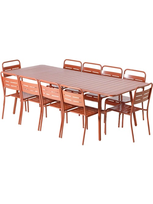 BERGAME Ensemble table de jardin 234 cm et 10 chaises terracotta - Kiabi