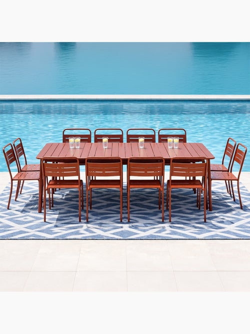 BERGAME Ensemble table de jardin 234 cm et 10 chaises terracotta - Kiabi