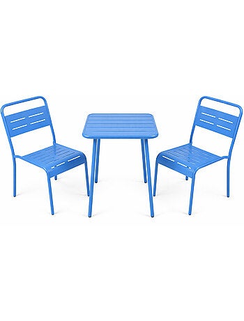 BERGAME Ensemble table de jardin carrée 50cm et 2 chaises vert