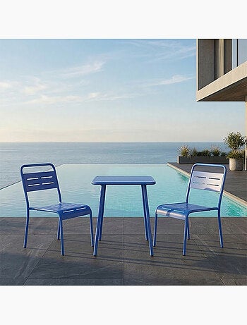 BERGAME Ensemble table de jardin carrée 50cm et 2 chaises vert