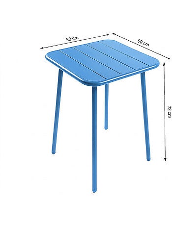 BERGAME Ensemble table de jardin carrée 50cm et 2 chaises vert