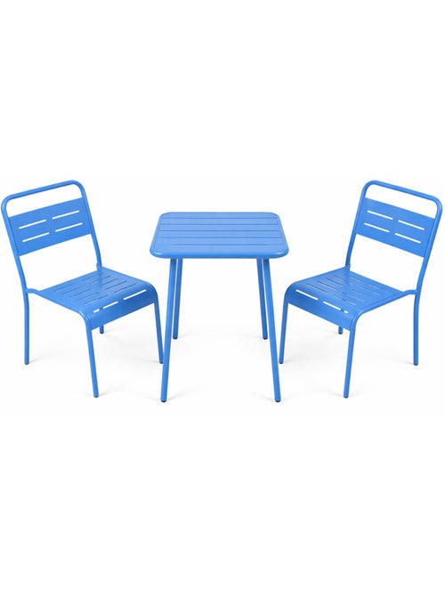 BERGAME Ensemble table de jardin carrée 50cm et 2 chaises bleu - Kiabi