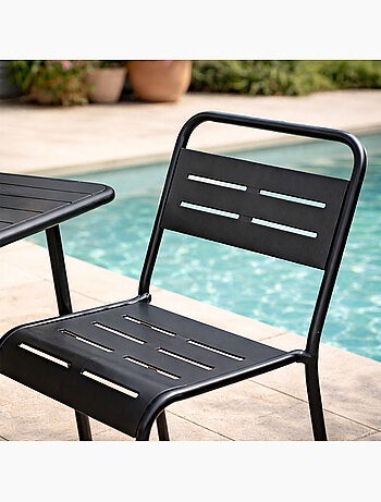 BERGAME Ensemble table de jardin carrée 50cm et 2 chaises