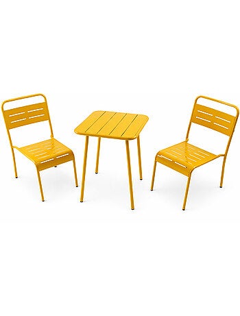 BERGAME Ensemble table de jardin carrée 50cm et 2 chaises vert
