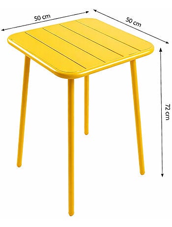 BERGAME Ensemble table de jardin carrée 50cm et 2 chaises vert