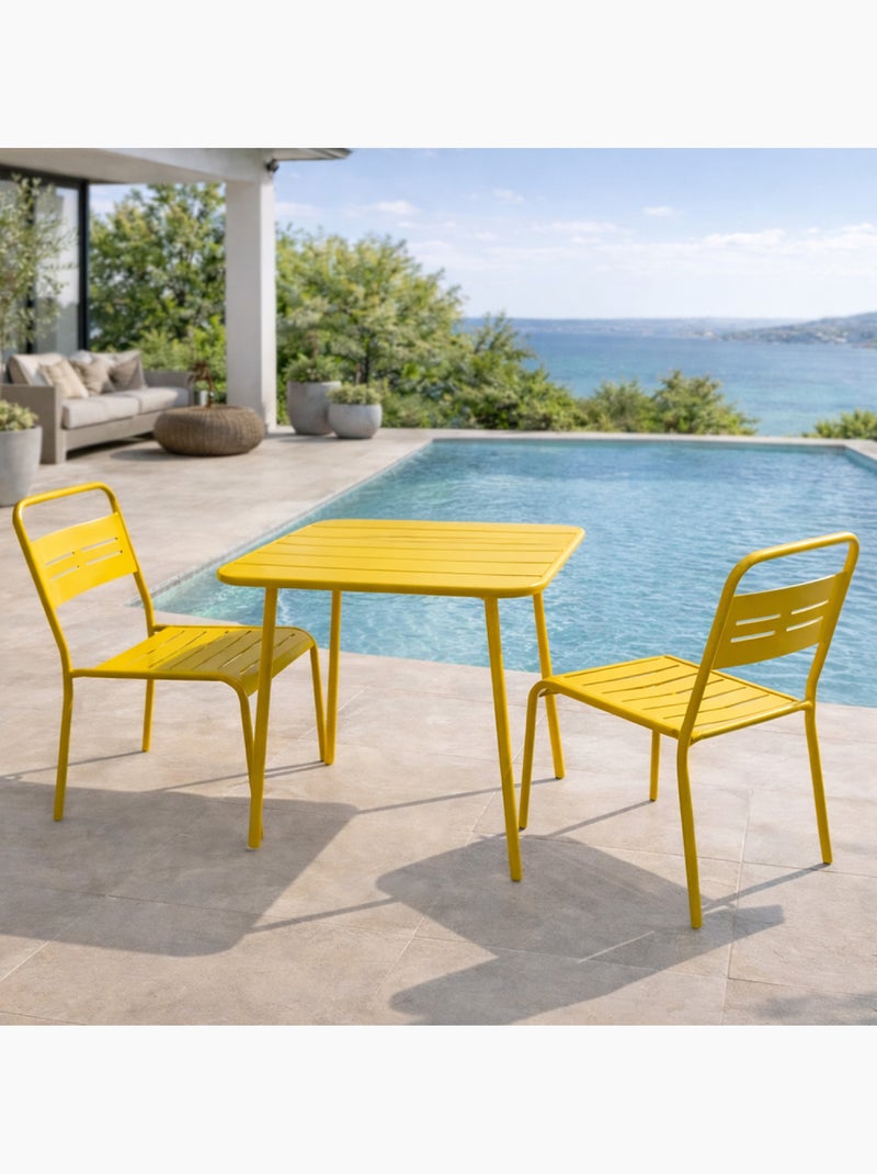 Bergame ensemble table de jardin carrée 50cm et 2 chaises jaune Jaune - Kiabi