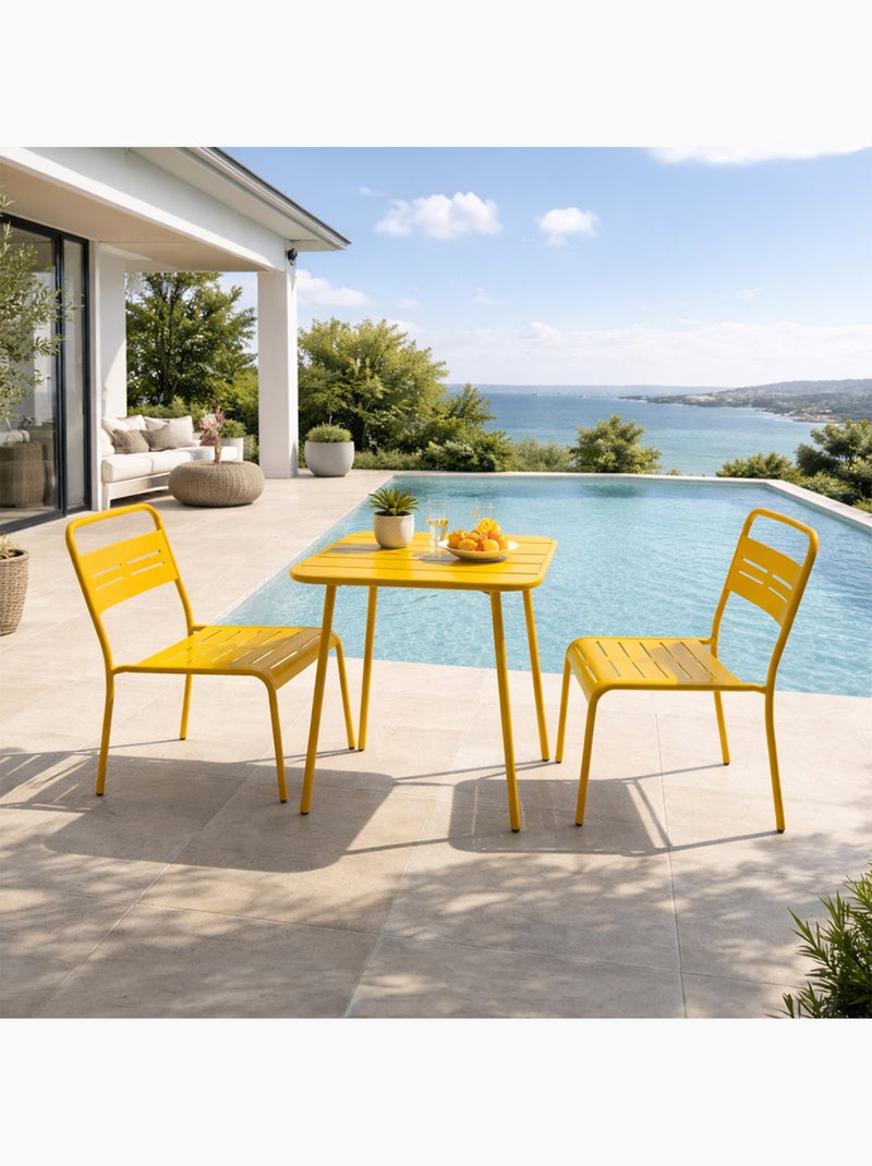 Bergame ensemble table de jardin carrée 50cm et 2 chaises jaune Jaune - Kiabi