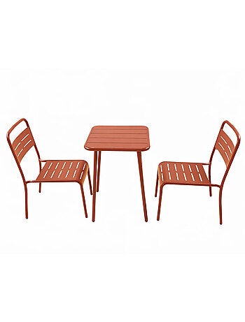 BERGAME Ensemble table de jardin carrée 50cm et 2 chaises vert